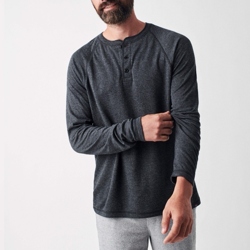 Faherty Mens Cloud Long Sleeve Henley Shirt XXL Pima Cotton Casual Classic Basic